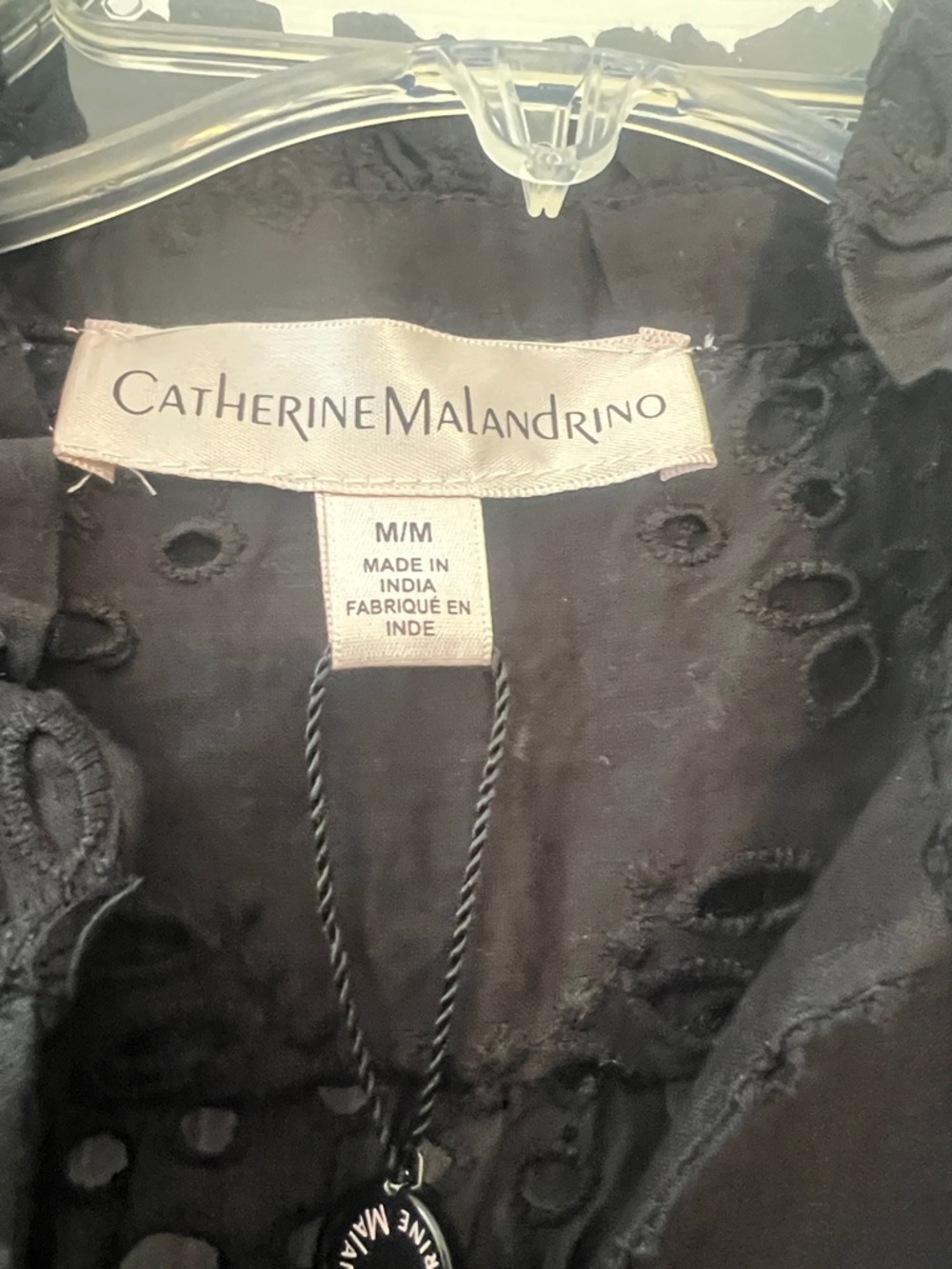 Catherine Malandrino Black Eyelet Button-Up Top - Picture 2 of 6